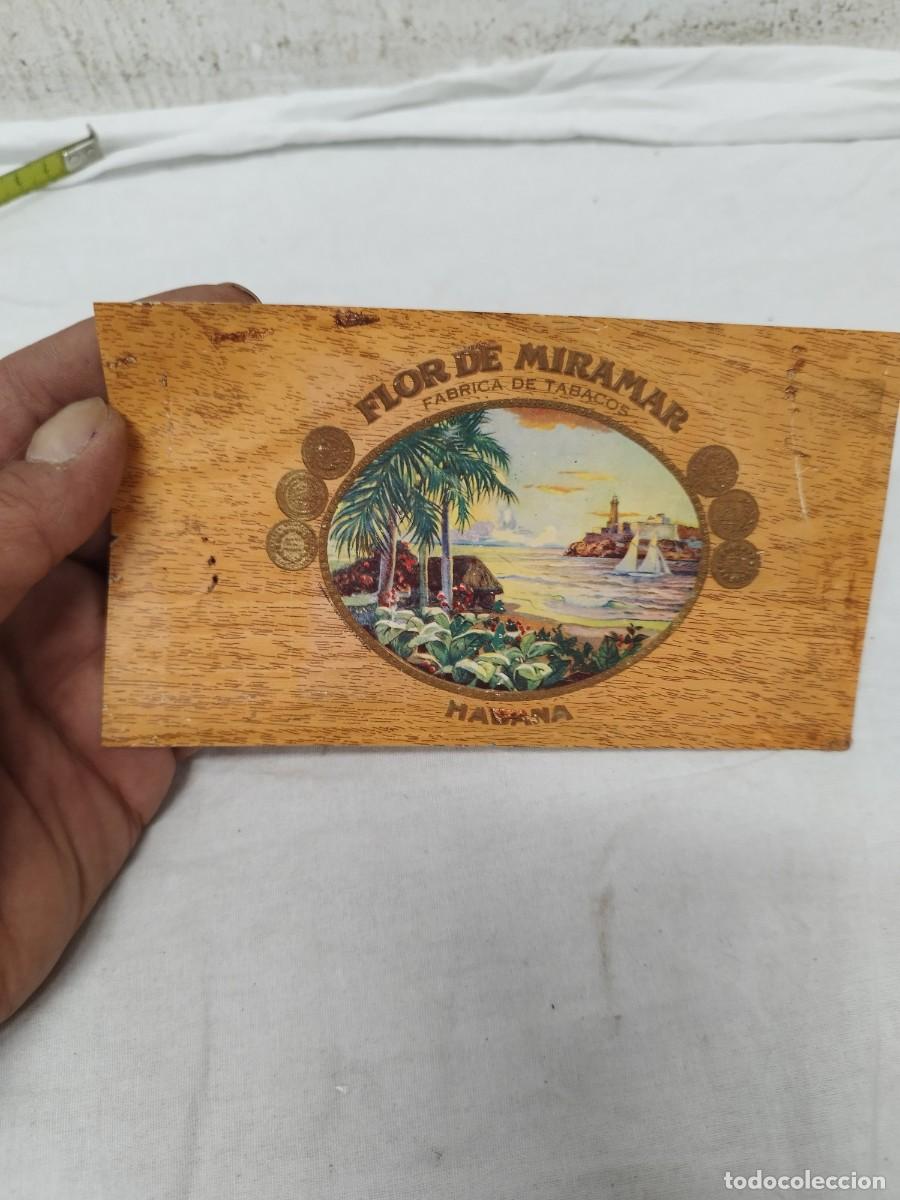 Cajas de puros: Antigua Etiqueta Litogr&aacute;fica &laquo;Vista&raquo; de Puros Flor de Miramar - Habana, Cuba.