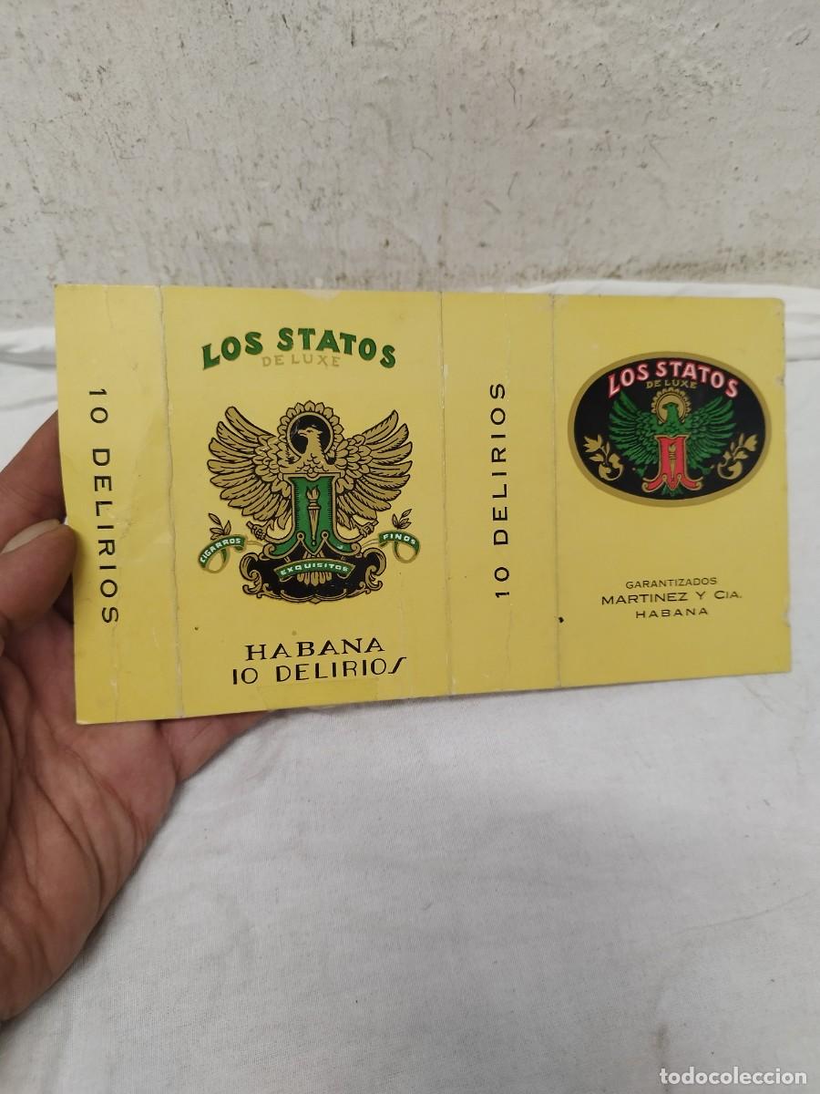 Cajas de puros: Antigua Envoltura de Papel Tabaco Habanos Los Statos de Luxe - Mart&iacute;nez y C&iacute;a - Cuba, La Habana.