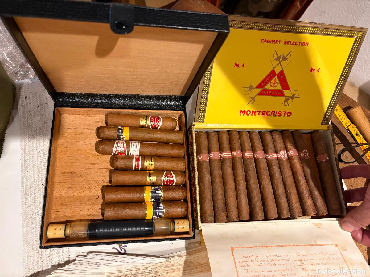 Cajas de puros: Lote de puros habanos cohiba churchill Romeo Julieta montecristo caja piel dunhill