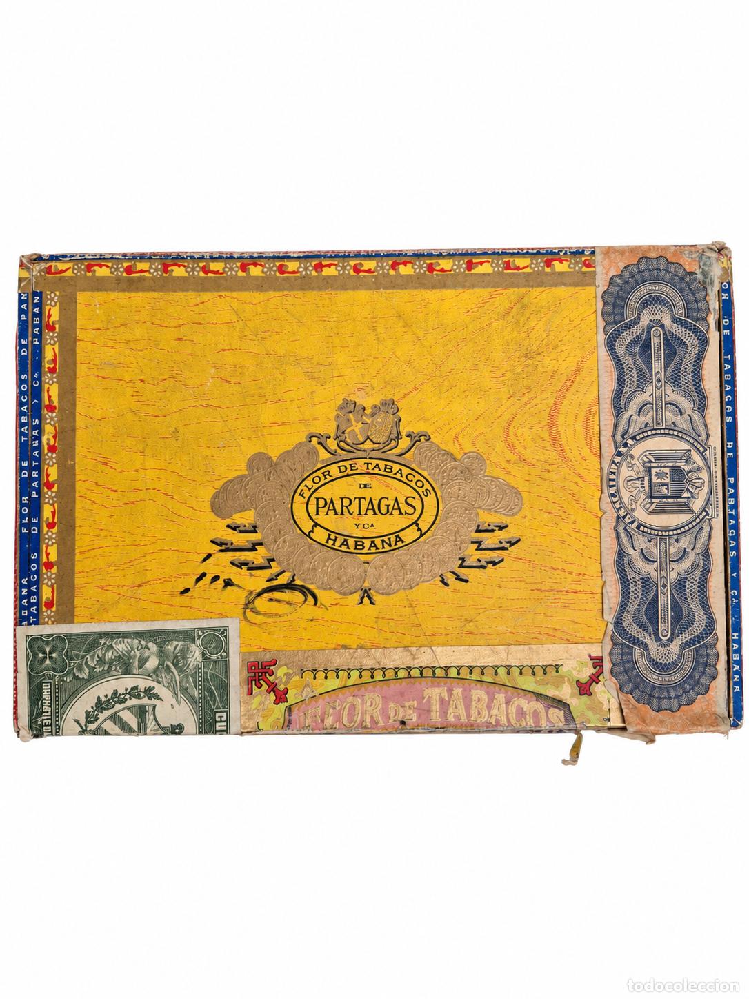 Cajas de puros: Antigua Caja de Puros Habanos - Marca Cubana Partag&aacute;s - Flor de Tabacos - Fundada 1845 La Habana
