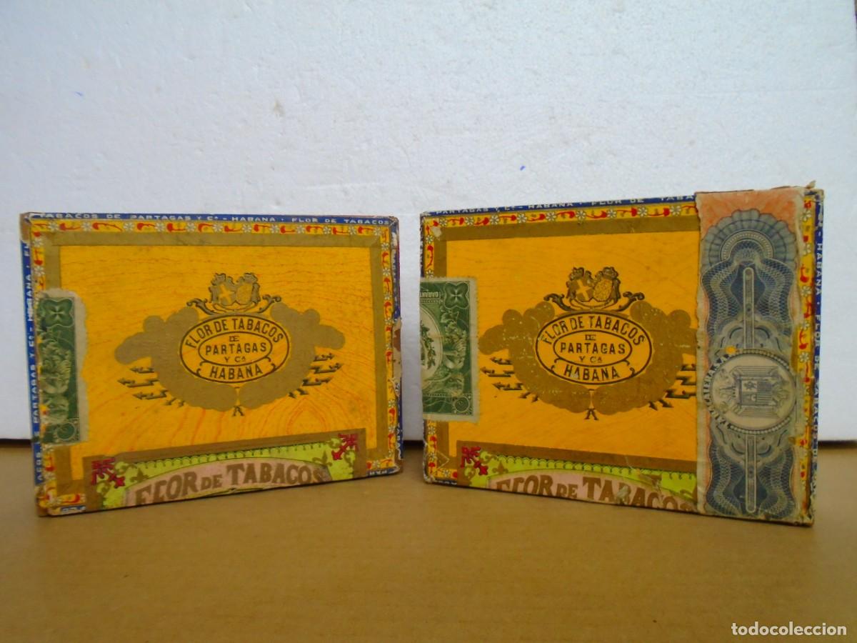 Cajas de puros: HABANA(CUBA)ANTIGUAS CAJAS(2)VACIAS DE&rdquo;LA FLOR DE TABACOS DE PARTAGAS&rdquo;25 CHICOS.
