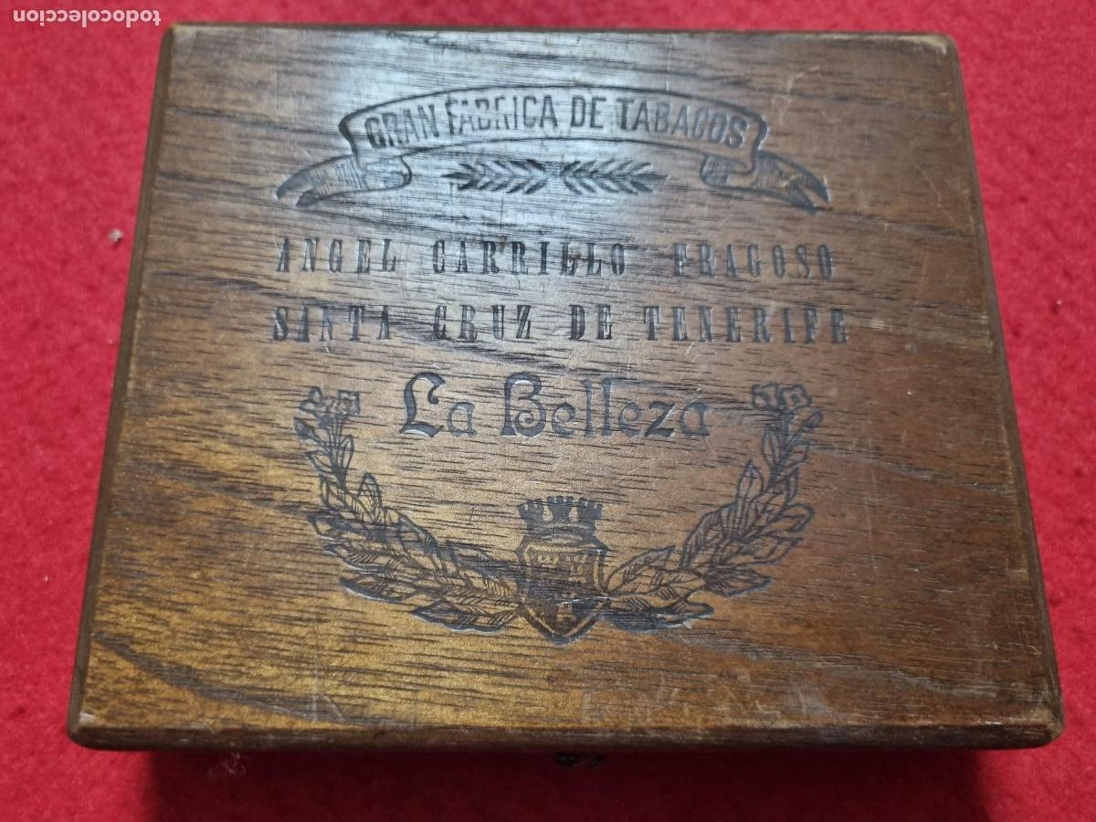 Cajas de puros: CAJA TABACOS PUROS LA BELLEZA ANGEL CARRILLO FRAGOSO TENERIFE CANARIAS MADERA VACIA ORIGINAL KV1