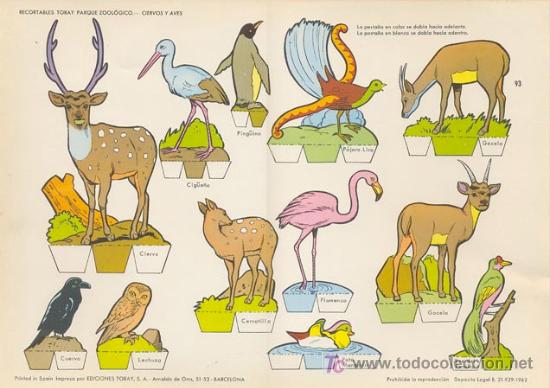 PARQUE ZOOLOGICO. MEDIDA: 29X40 CM. EDICION: TORAY, 1962 (Coleccionismo - Recortables - Animales)