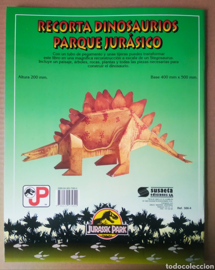 Coleccionismo Recortables: Stegosaurus Recortable: Jurassic Park/Parque Jurásico (Susaeta, 1993). Gran formato. - Foto 2 - 281896163