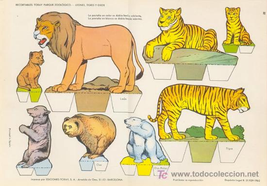 Coleccionismo recortables: Parque zoologico. Medida: 29X40 cm. Edicion: Toray, 1962