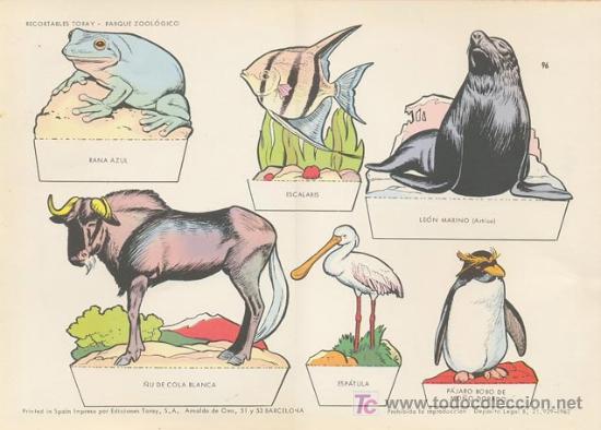 Coleccionismo recortables: Parque zoologico. Medida: 29X40 cm. Edicion: Toray, 1962
