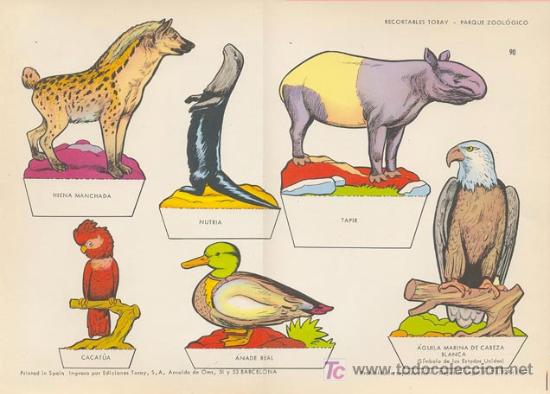 Coleccionismo recortables: Parque zoologico. Medida: 29X40 cm. Edicion: Toray, 1962