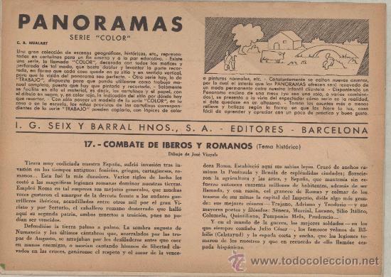 Coleccionismo Recortables: Panorama troquelado editado por Seix Barral Hnos. Serie ”Color”, nº 17, Combate de Iberos y Romanos - Foto 2 - 27616053