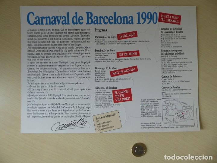 Coleccionismo Recortables: Careta Carnaval de Barcelona 1990 - Ayuntamiento de Barcelona, Mercados municipales - Foto 2 - 232627320