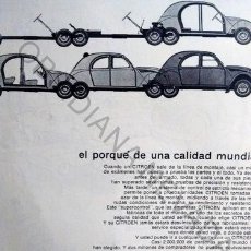 Coleccionismo Recortables: ANTIGUA PUBLICIDAD CLIPPING AUTO CITRON 2 CV RANA ANO 1963. Lote 340055363