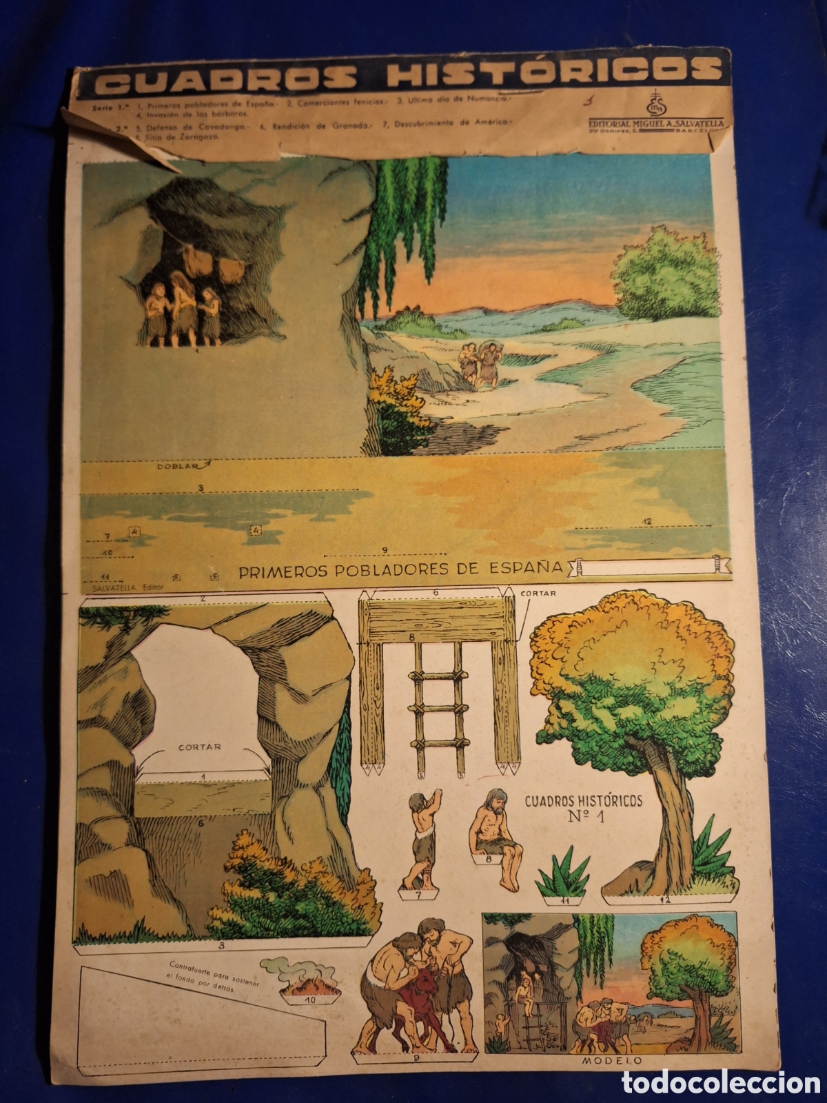 Coleccionismo Recortables: RECORTABLES CUADROS HISTORICOS N&deg; 1 PRIMEROS POBLADORES DE ESPA&Ntilde;A EDITORIAL MIGUEL A SALVATELLA 1964