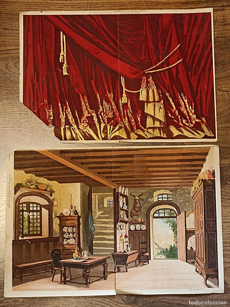 Coleccionismo Recortables: Lote de 2 l&aacute;minas. Poup&eacute;e Modele. Journal des petites filles, Paris 1880. Primero ( 34x24) fondo de