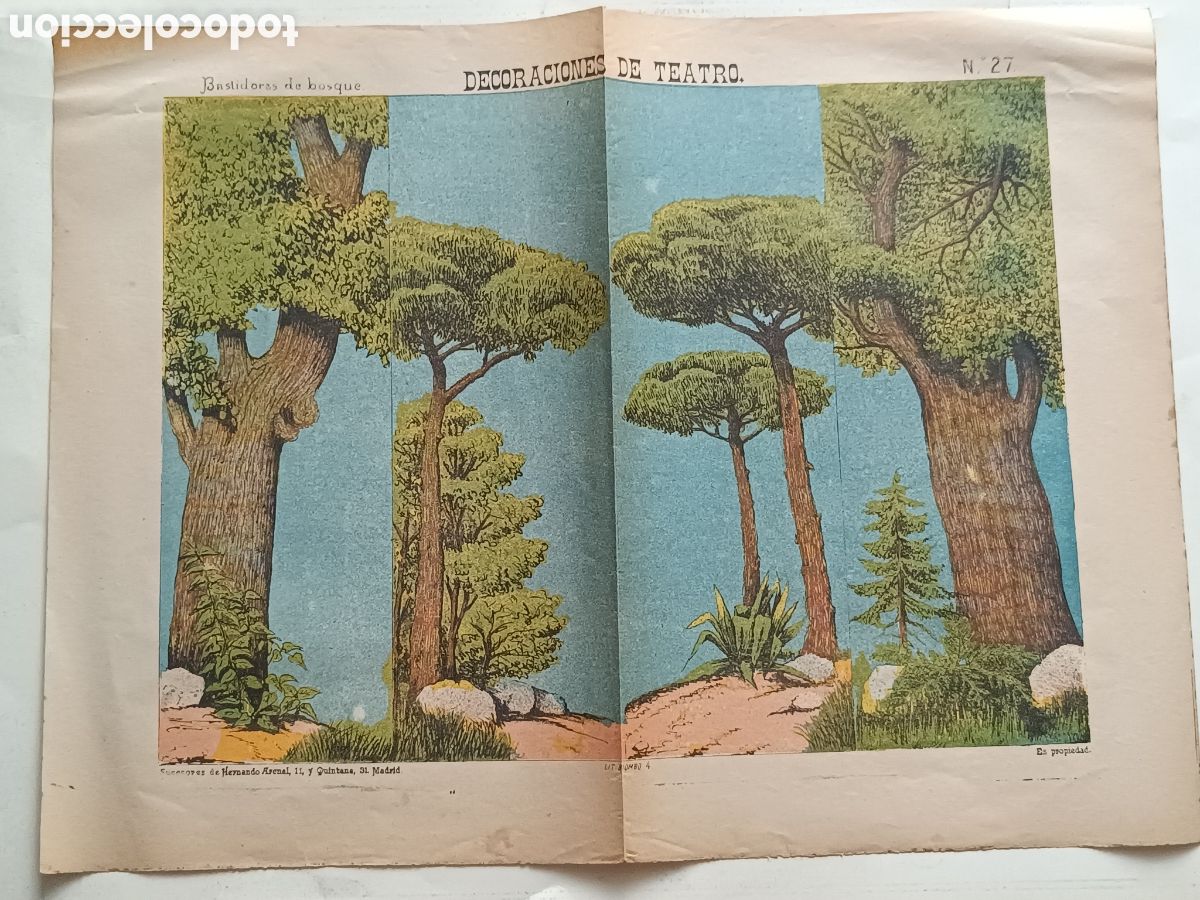 Coleccionismo Recortables: DECORACIONES DE TEATRO N&ordm; 27- BASTIDORES DE BOSQUE. SUC.DE HERNANDO. LITOGRAF&Iacute;A EN COLOR.