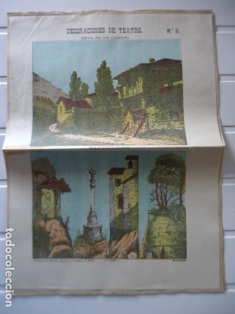 Coleccionismo Recortables: RECORTABLE DECORACIONES DE TEATRO VISTA DE UN CASERIO SUCESORES DE HERNANDO MADRID 32 X 44 CM