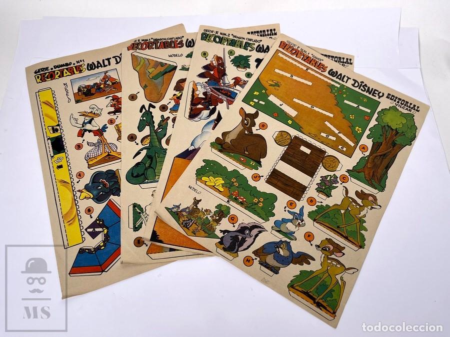Coleccionismo Recortables: Conjunto de 4 Recortables - Walt Disney / Dumbo, Dragon Chiflado, Bambi - Ed. Vilcar