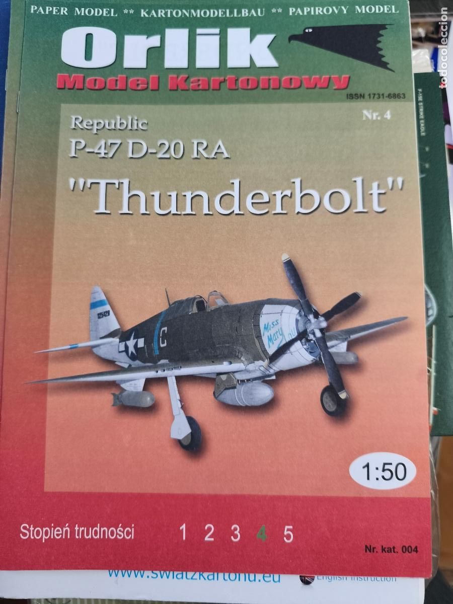 Coleccionismo Recortables: P-47D-20 Thunderbolt. Recortable. Orlik.
