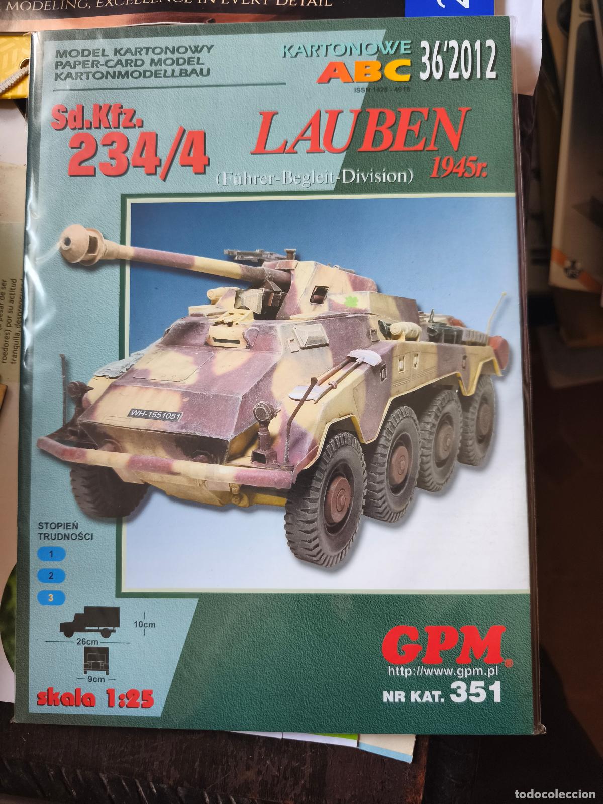 Coleccionismo Recortables: Sd.Kfz.234/4 Lauben. Recortable + laser. GPM n&ordm; 351