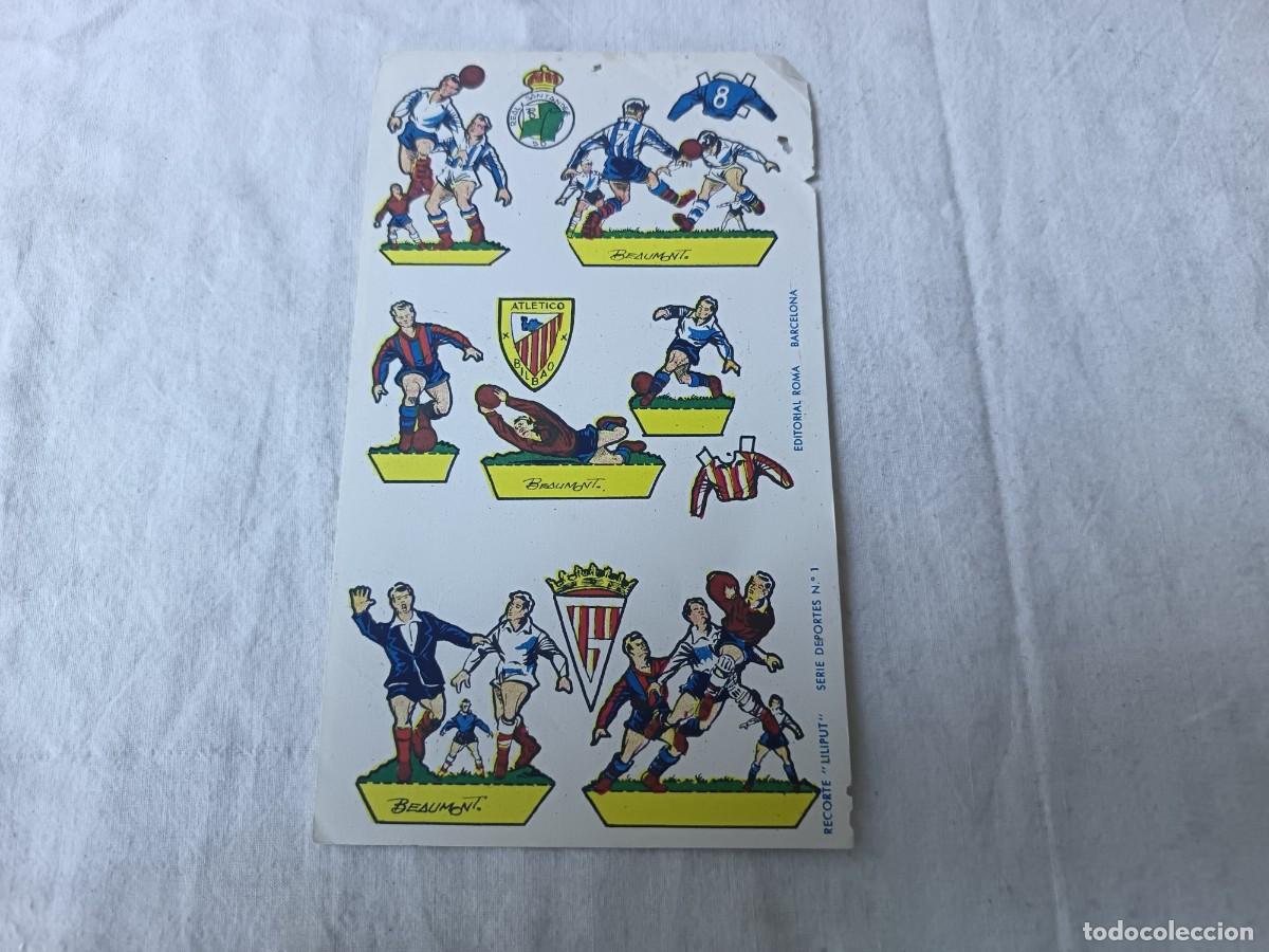 Coleccionismo recortables: Antigua Hoja de Recortable, de f&uacute;tbol, Liliput, sere Deportes, Roma, dibujo Beaumont, n&ordm; 1