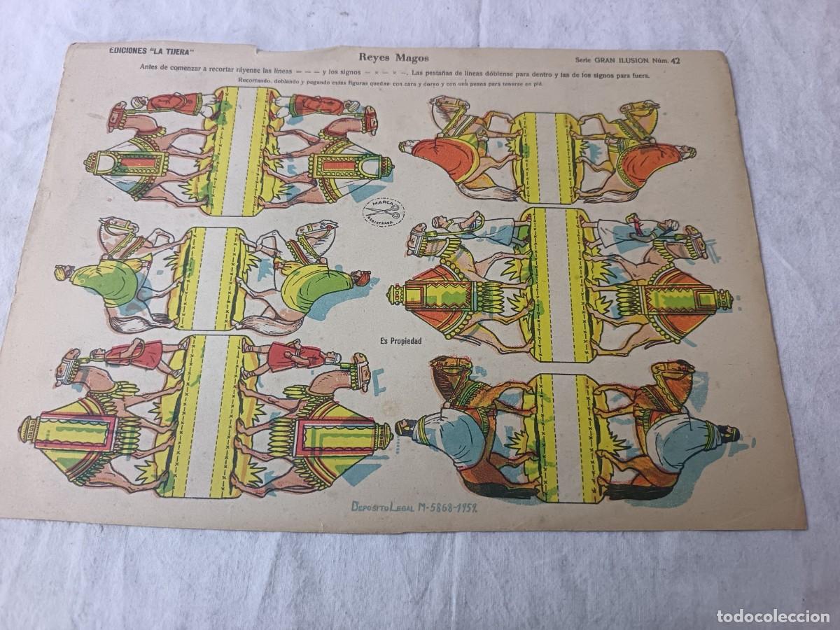 Coleccionismo recortables: Antigua Hoja de Recortable, Reyes Magos, La Tijera