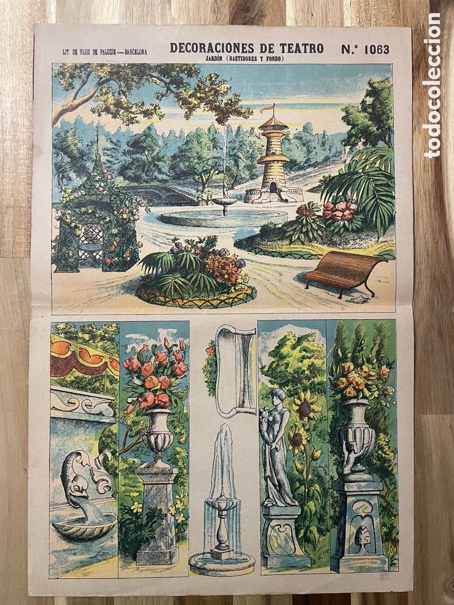 Sammeln von Bastelb&ouml;gen: Recortable. Decoraciones de teatro. Jard&iacute;n. Fondo y bastidores. Paluzie. N&uacute;mero 1063