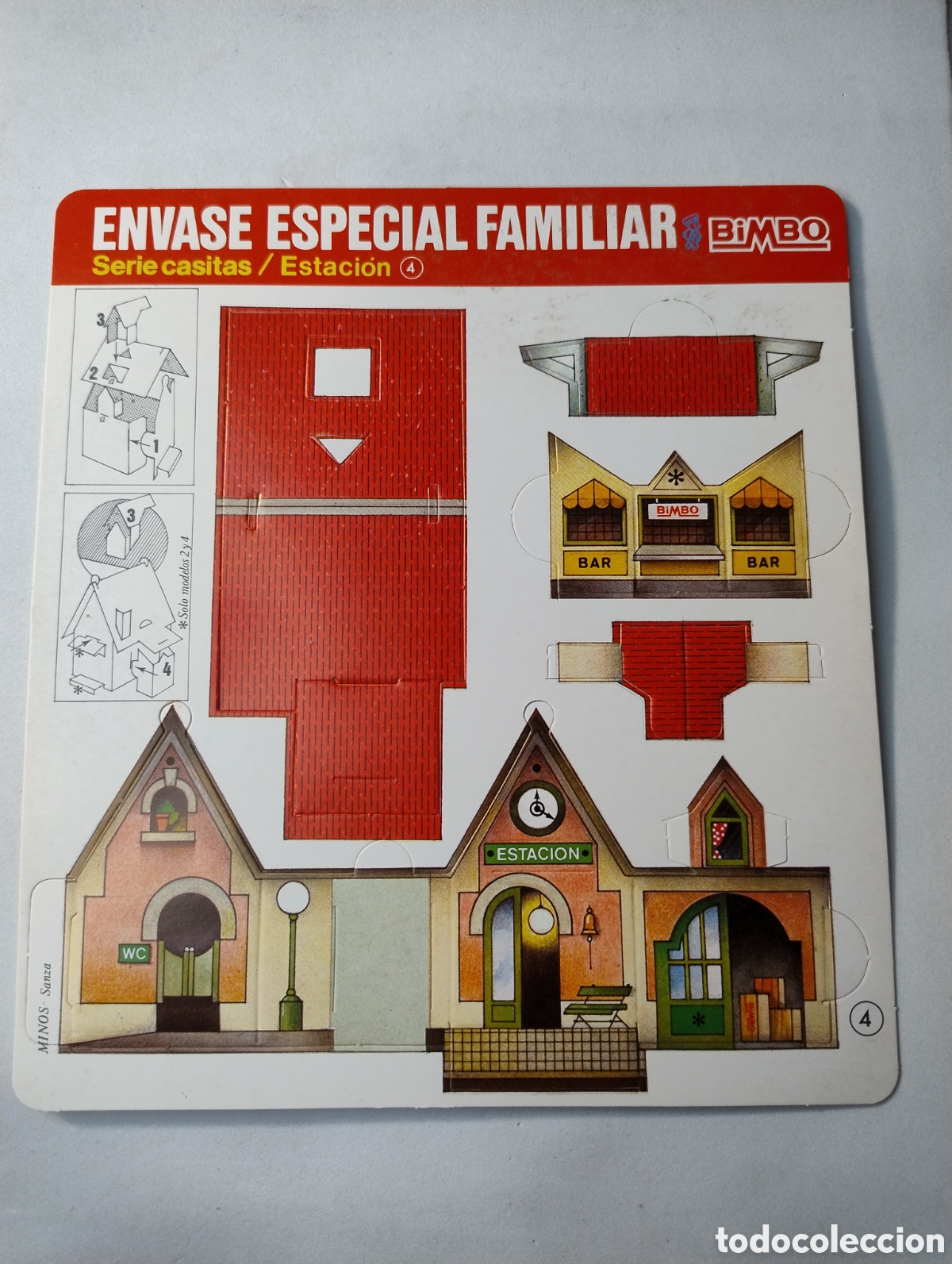 Coleccionismo recortables: M69 Troquelado montable recortable Serie Casitas Estaci&oacute;n 4 promocional Bimbo Envase Familiar