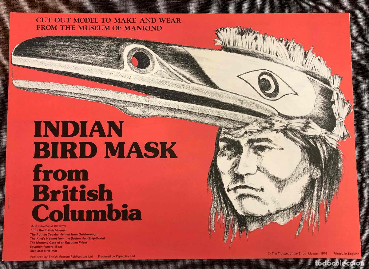 Coleccionismo recortables: RECORTABLE MASCARA INDIA. INDIAN BIRD MASK FROM BRITISH COLUMBIA. A&Ntilde;O 1976
