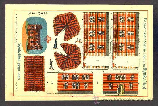 Coleccionismo recortables: Recortable de construcciones: Chalet (Ed.Hernando num.66). Publicidad Synkolikol - Foto 1