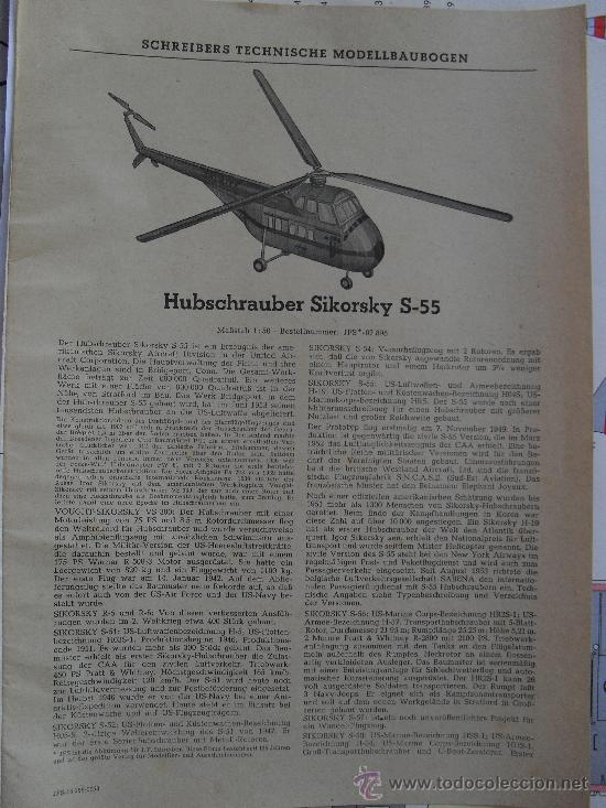 Coleccionismo recortables: SIKORSKY S-55 HELICOPTER - Foto 2