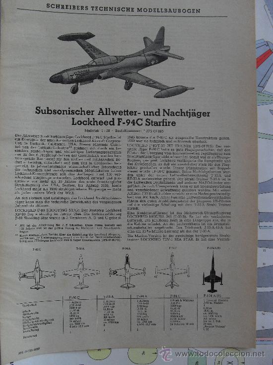 Coleccionismo recortables: LOCKHEED F-94 C STARFIRE - Foto 2
