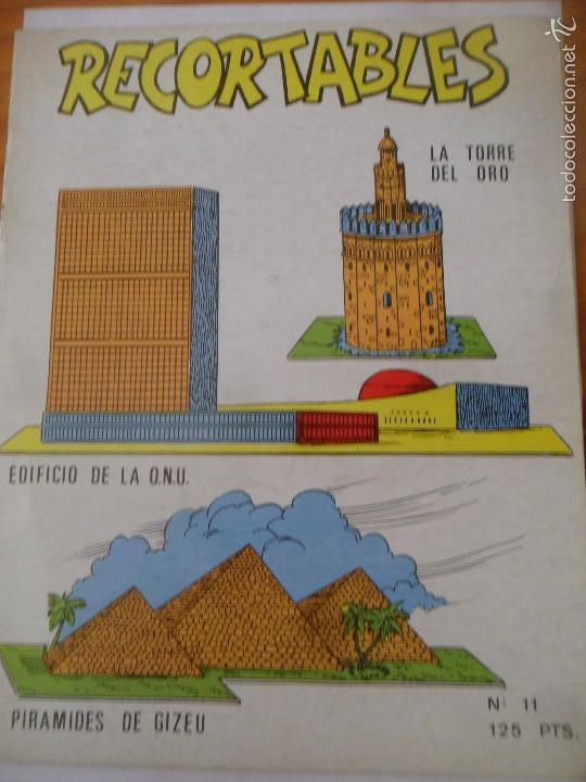 Coleccionismo recortables: RECORTABLES N&ordm; 11 - LA TORRE DEL ORO, EDIFICIO DE LA O.N.U. Y PIRAMIDES DE GIZEU. - Foto 1