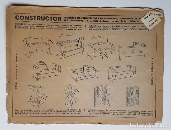 Coleccionismo recortables: Constructor. Seix Barral, Barcelona, N&ordm;2. Sof&aacute; y librer&iacute;a. - Foto 2