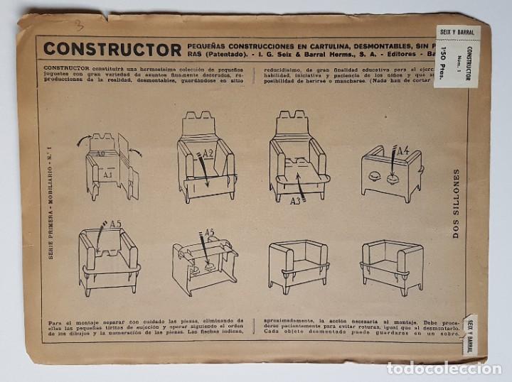 Coleccionismo recortables: Constructor. Seix Barral, Barcelona, N&ordm;1. Dos sillones. - Foto 2