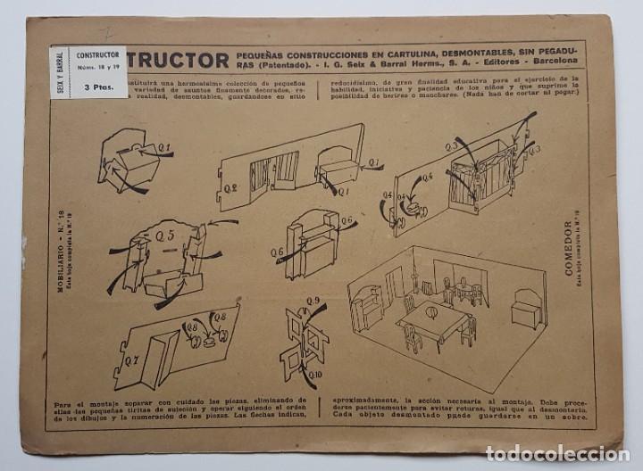 Coleccionismo recortables: Constructor. Seix Barral, Barcelona, Nos. 18 y 19. Comedor. - Foto 3