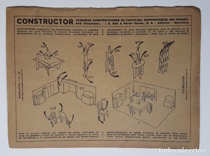 Coleccionismo recortables: Constructor. Seix Barral, Barcelona, Nos. 18 y 19. Comedor. - Foto 5