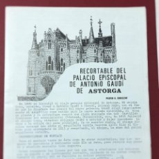Coleccionismo Recortables: ANTIGUO RECORTABLE DEL PALACIO EPISCOPAL DE GAUDI DE ASTORGA, LEON, HECHO POR PEDRO A. CORDERO. Lote 242327665