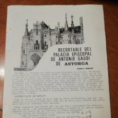 Coleccionismo Recortables: RECORTABLE DEL PALACIO EPISCOPAL DE ANTONIO GAUDÍ DE ASTORGA. PEDRO A. CORDERO. 2 ED. 1989. Lote 346380943