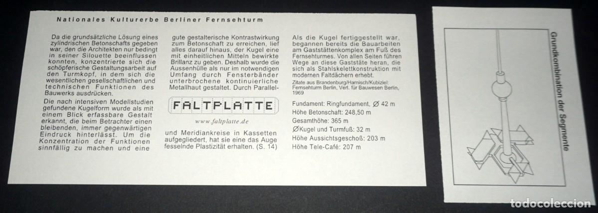 Coleccionismo recortables: MAQUETA RECORTABLE DE LA TORRE DE TELEVISI&Oacute;N EN BERLIN - Foto 3