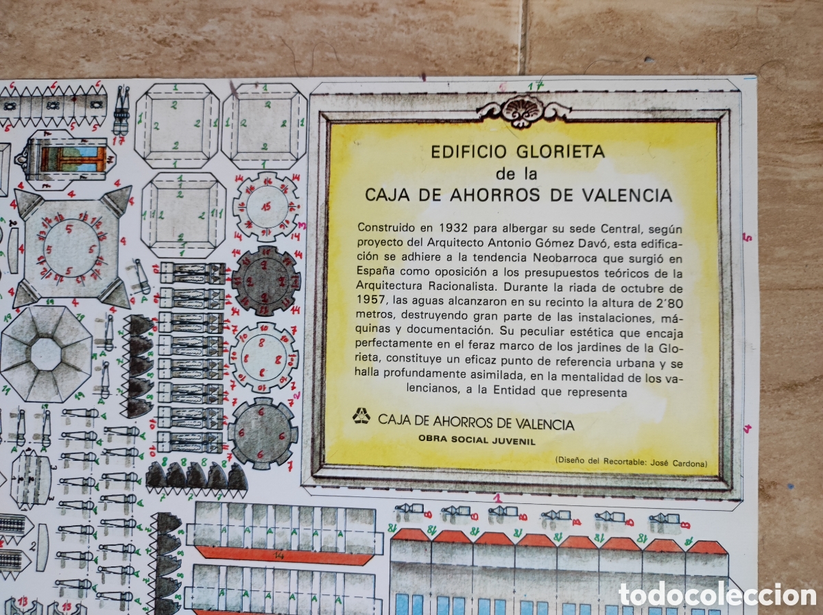 Coleccionismo recortables: Recortable edificio Glorieta de la Caja de Ahorros de Valencia - Foto 2
