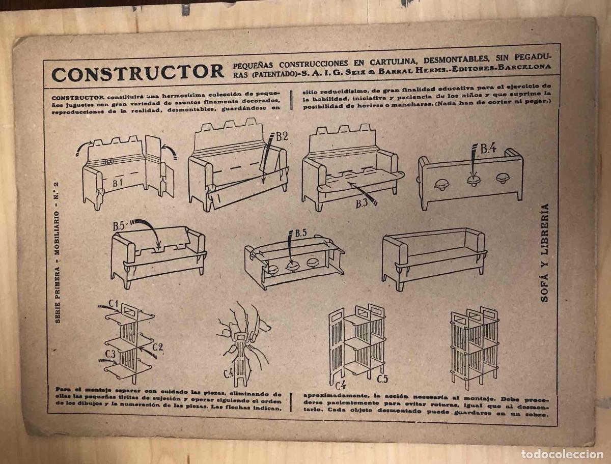Coleccionismo recortables: RECORTABLE CONSTRUCTOR N&ordm; 2 SOFA Y LIBRERIA. SEIX BARRAL - Foto 2