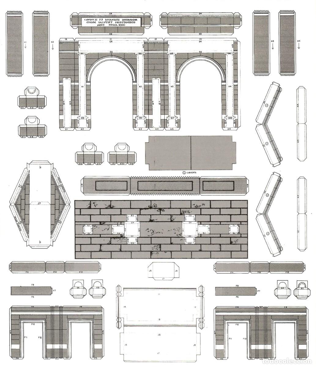 Coleccionismo recortables: RECORTABLE PUERTA REAL DEL JARDIN BOTANICO DE MADRID - Foto 1
