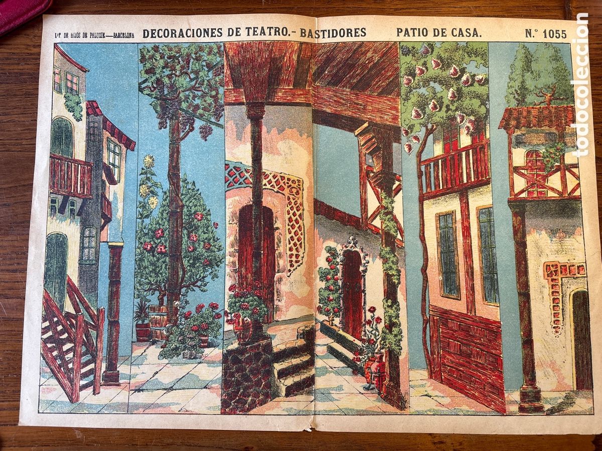 Coleccionismo Recortables: DECORACIONES DE TEATRO BASTIDORES PATIO DE CASA N 1055 PALUZIE