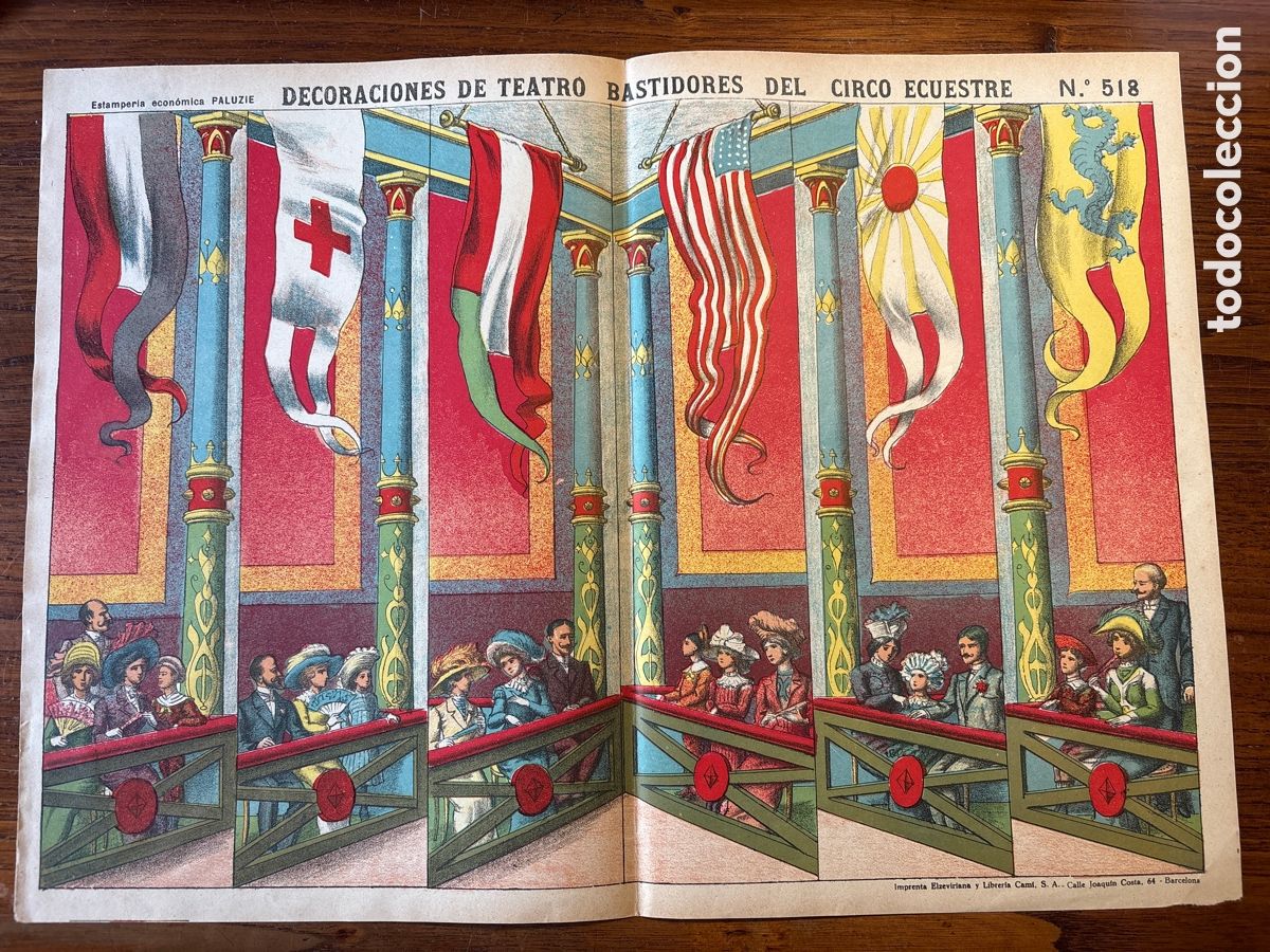 Coleccionismo Recortables: DECORACIONES DE TEATRO BASTIDORES DEL CIRCO ECUESTRE N 518 PALUZIE RARO (BANDERAS, ROPA EPOCA ) ...