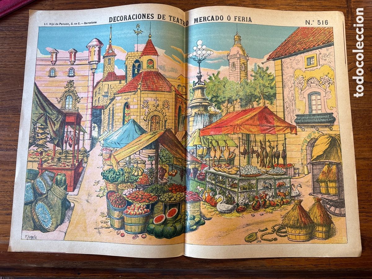 Coleccionismo Recortables: DECORACIONES DE TEATRO DE UNA PLAZA BASTIDORES N 516 LIT DE HIJOS DE PALUZIE