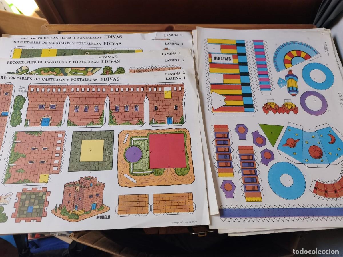 Coleccionismo Recortables: Lote 12 L&aacute;minas Recortables Antiguos - Castillos EDIVAS y Astron&aacute;utica Editorial Roma (Sputnik/Apolo