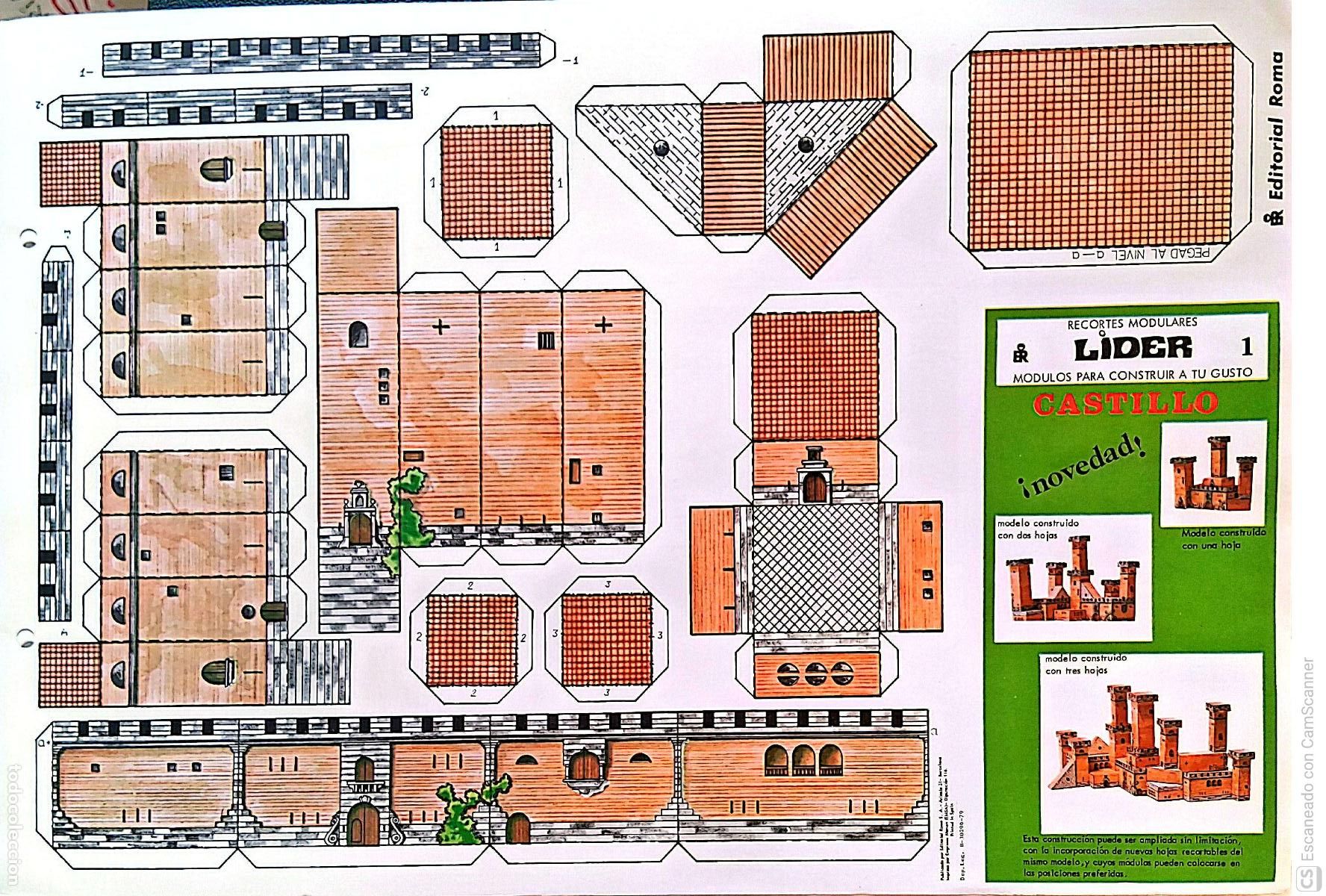Coleccionismo recortables: Recortes Modulares Lider, N&ordm; 1 CASTILLO Editorial Roma. Dep. Leg. B-30296-79. Conjunto completo d