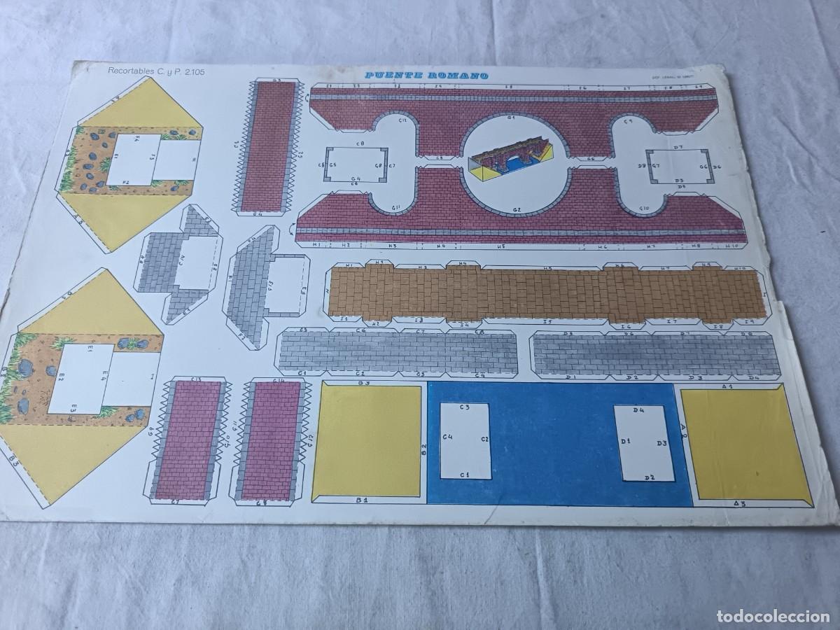 Colecionismo Recort&aacute;veis: Antigua Hoja de Recortable, EVA, Puente Romano, unos 44 x 30 cms.
