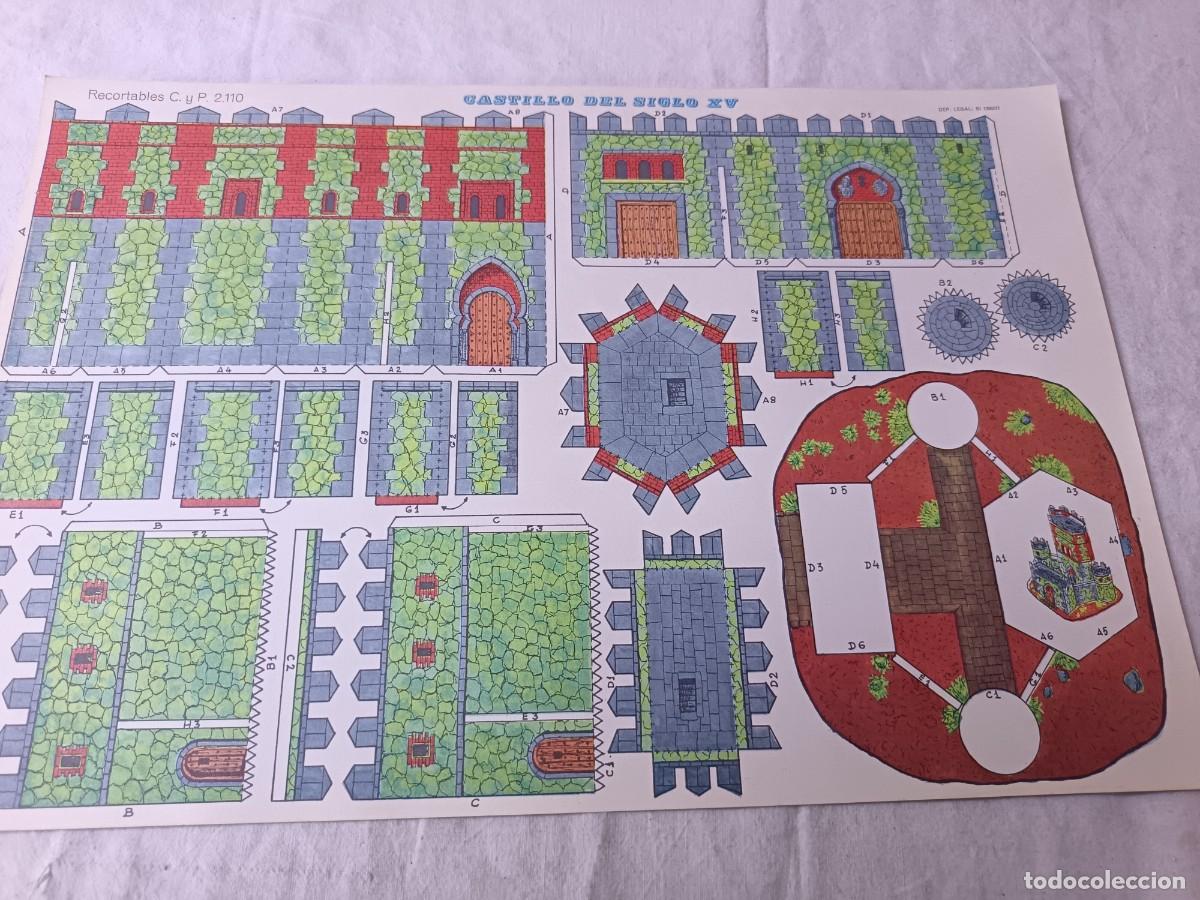 Colecionismo Recort&aacute;veis: Antigua Hoja de Recortable, EVA, Castillo del Siglo XV, unos 44 x 30 cms.