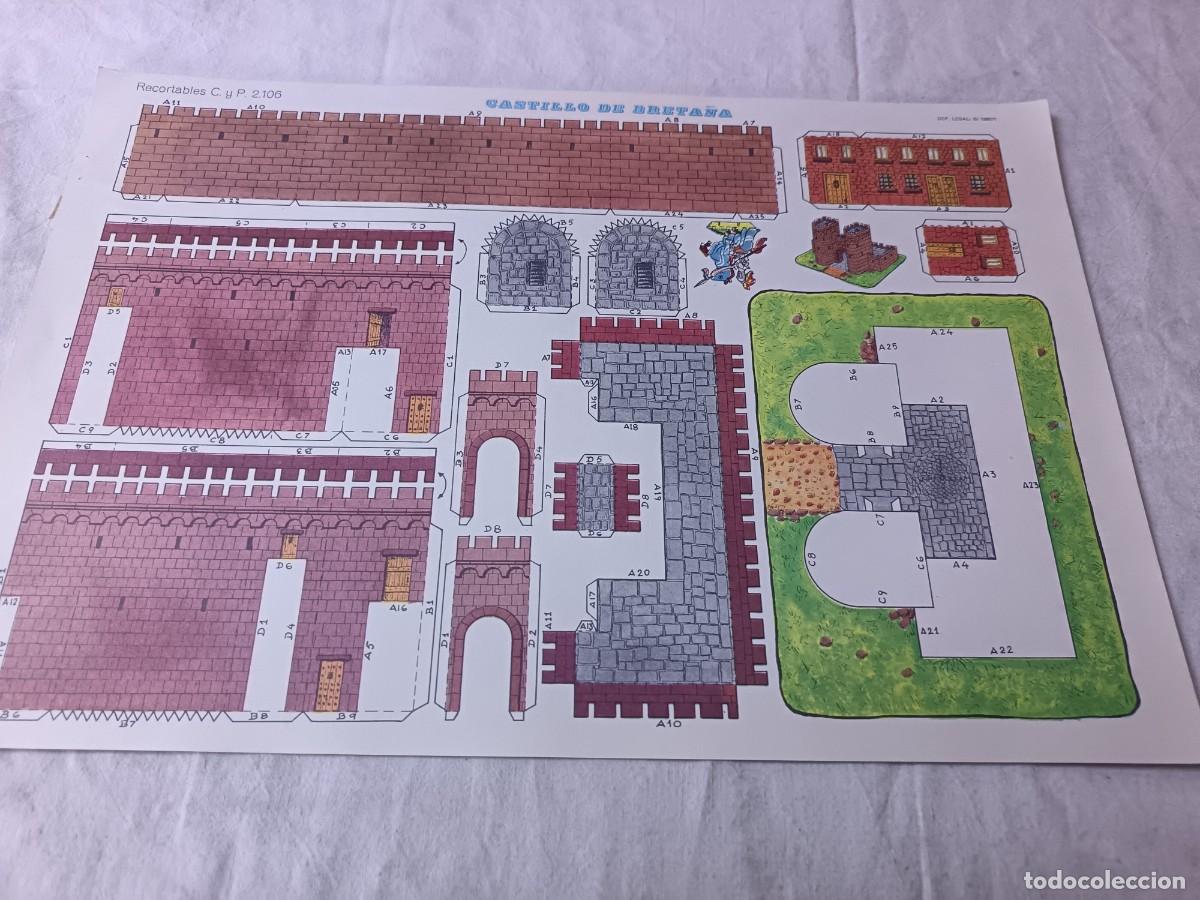 Colecionismo Recort&aacute;veis: Antigua Hoja de Recortable, EVA, Castillo de Breta&ntilde;a, unos 44 x 30 cms.