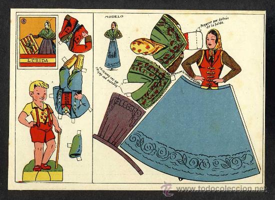 Coleccionismo recortables: Recortable de mu&ntilde;ecas: Vestido tipico de Lleida - Foto 1