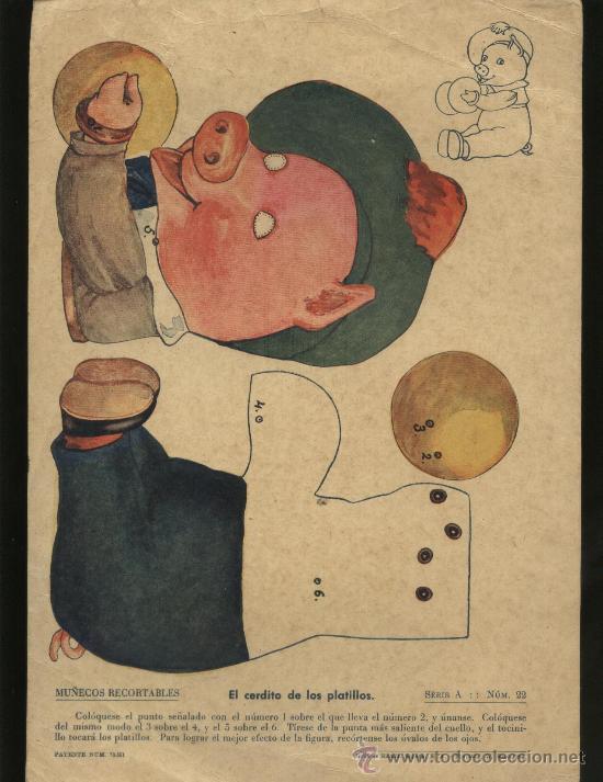 Coleccionismo recortables: EL CERDITO DE LOS PLATILLOS - Foto 1